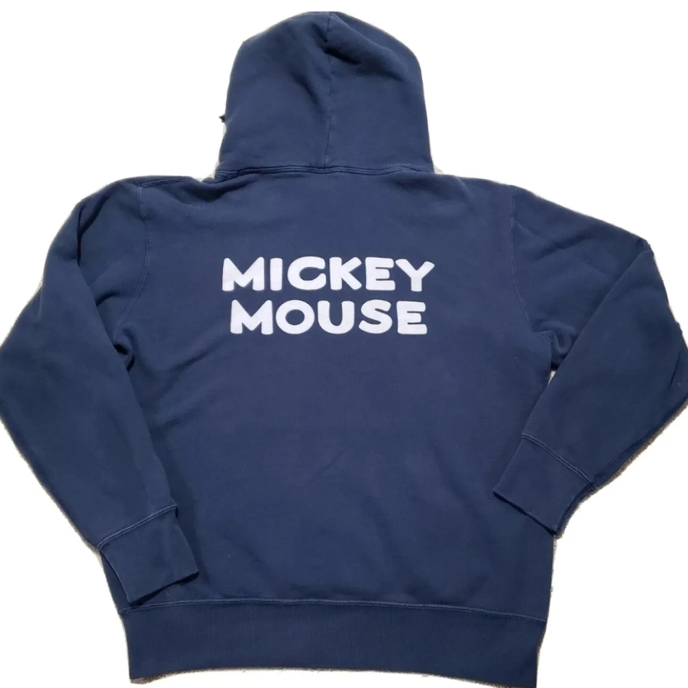 UT Utiqlo Disney Hooded Sweatshirt L Vintage Mickey Mouse Grunge Faded Blue